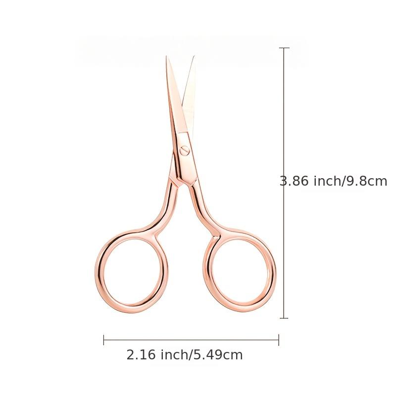 Stainless Steel Pointed Tip Scissors - A Pair Of Black Fish Line With Rose Golden Handles - Ideal For Trimming Eyebrows, Eyelashes, Embroidery, And Various Beauty Tasks