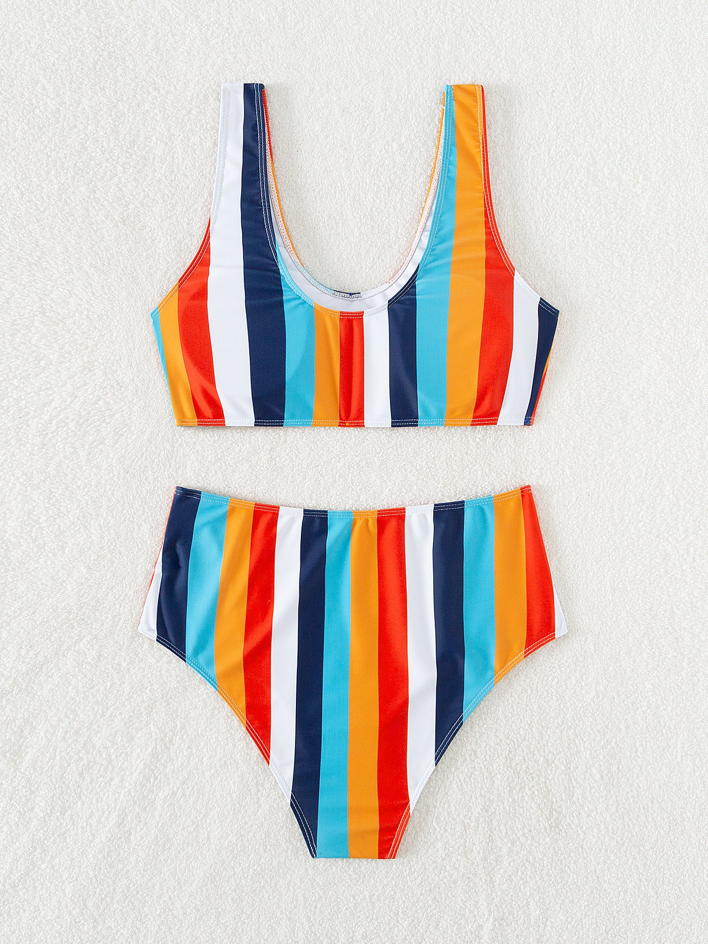Striped Color Block Two-Piece Swimsuit