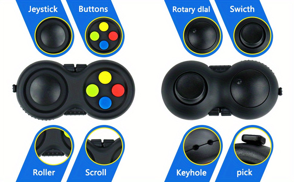 Fidget Pad With 8 Fidget Functions, Fidget Controller Stress Reducer, Fidget Toy Cube Relieves Stress And Anxiety Toys Christmas, Halloween, Thanksgiving Day easter gift
