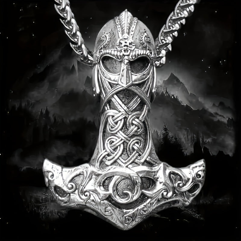 Domineering  Celtic Metal Odin Thor's Hammer Pendant Necklace Men's Punk Amulet Jewelry Party Gift