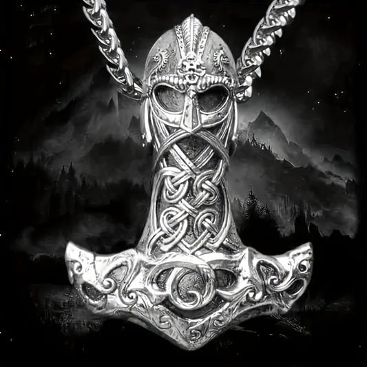 Domineering  Celtic Metal Odin Thor's Hammer Pendant Necklace Men's Punk Amulet Jewelry Party Gift