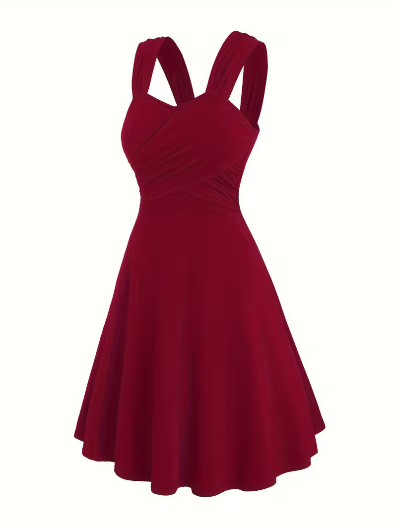Ruched Cross-Shoulder Strap Dress