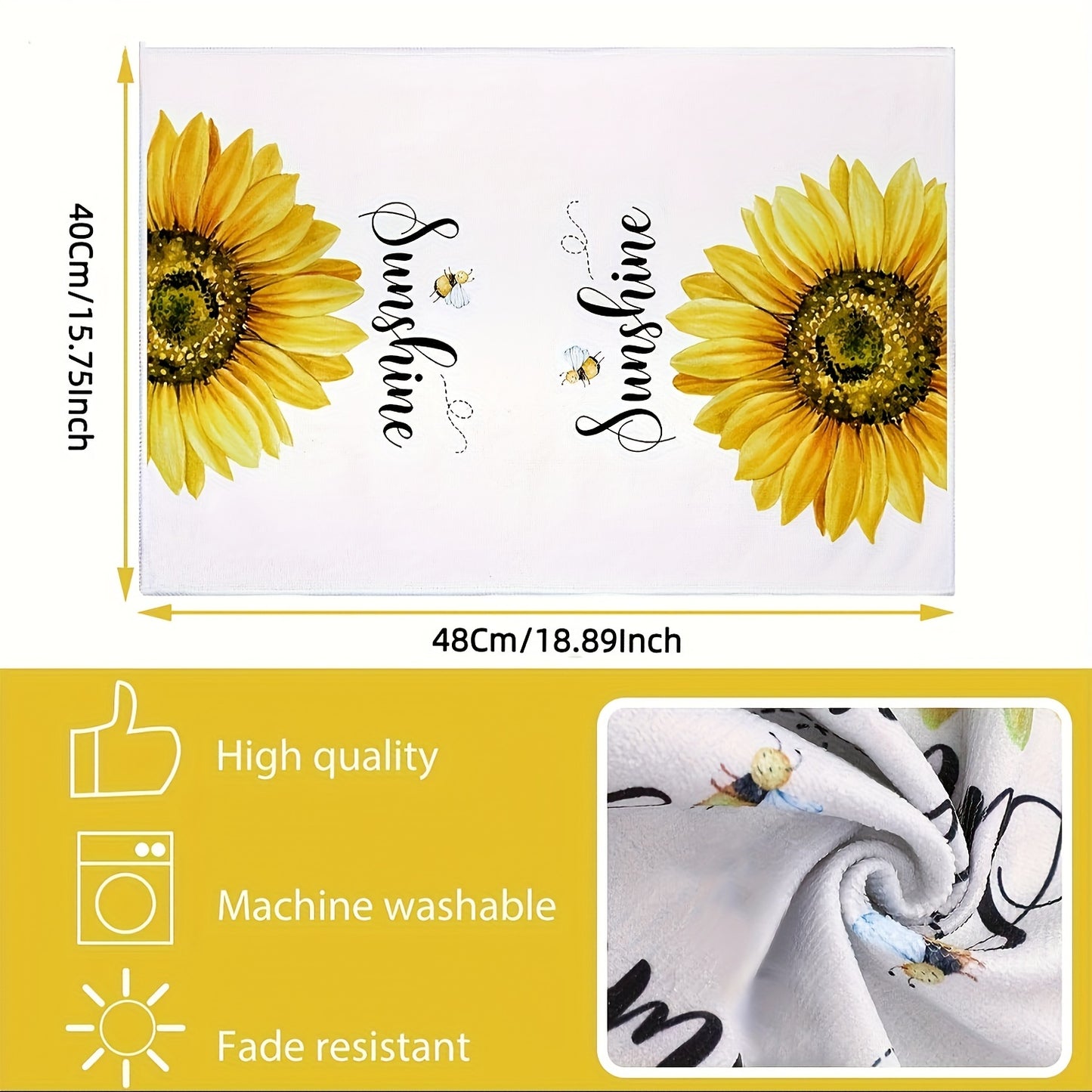 Sunflower-Themed Kitchen Towel Set (2/4 Pcs)