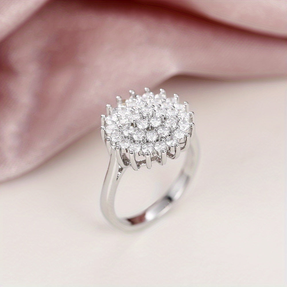 Stylish Lotus Seed Shape zirconia Flower Ring Romantic Wedding Fine Jewelry Anniversary Gift