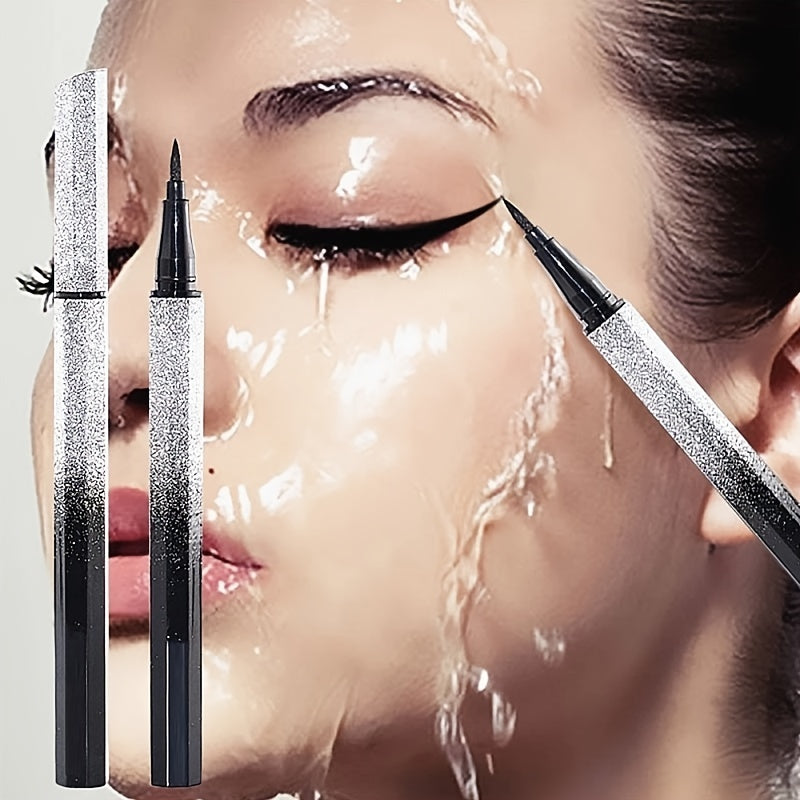 1pc Long-Lasting Waterproof Black Starry Sky Eyeliner Pen with Sponge Tip - Smooth and Quick-Drying for Beautiful Eye Makeup