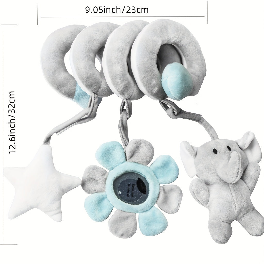[Plush Toy for Boys and Girls] Infant Activity Hanging Plush Toy | with Music, Spiral Stroller and Crib Toy with Squeaker and Rattles, Educational Play for Newborns, 0-3 Years Old