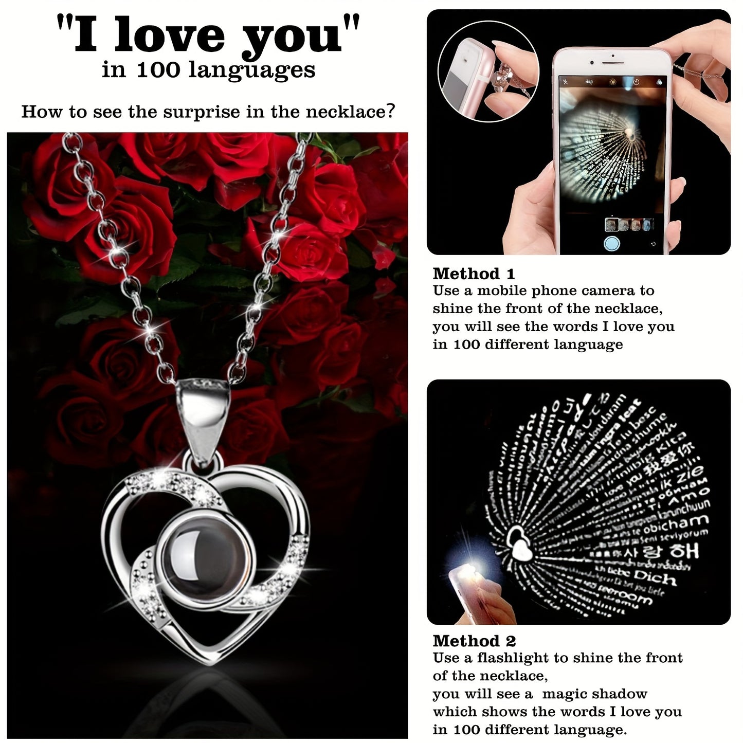 Preserved Rose Gifts for Mom Her Girlfriend Women with I Love You Necklace in 100 Languages, Mothers Day Gifts for Mom from Daughter Son on Birthday Anniversary Christmas