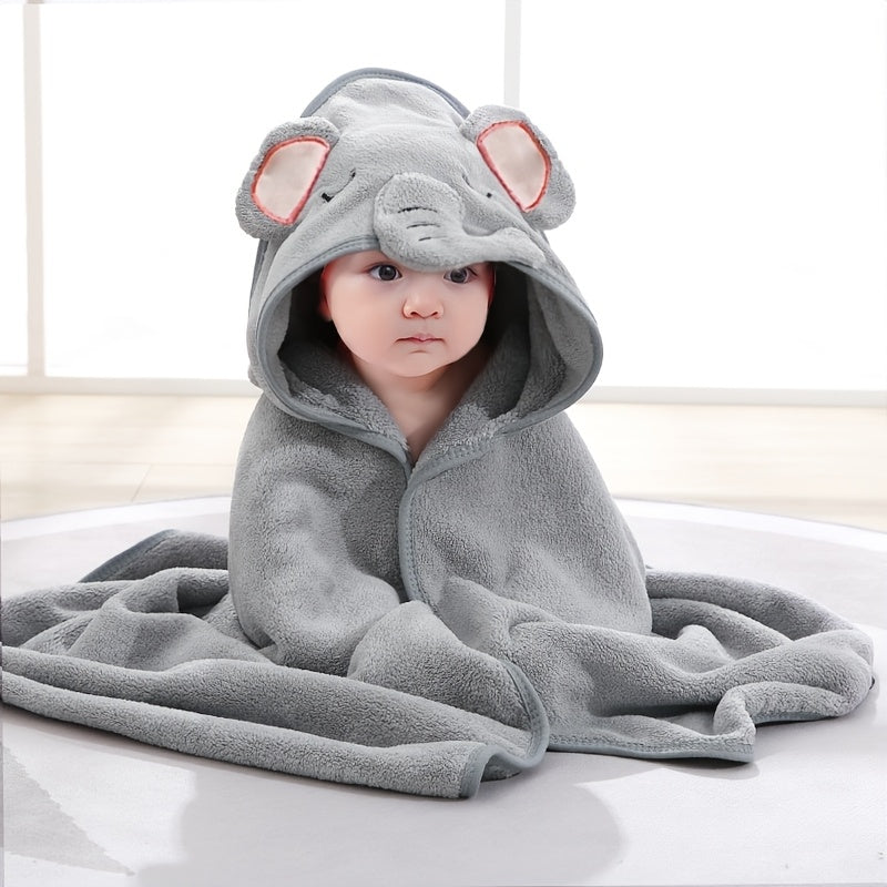 A Super Absorbent Microfiber Baby Bath Towel, Suitable for Infants Aged 0-2 Years, Featuring a Hood, Soft And Comfortable, with a Cartoon Design, Machine Washable, Perfect for Baby Bathing