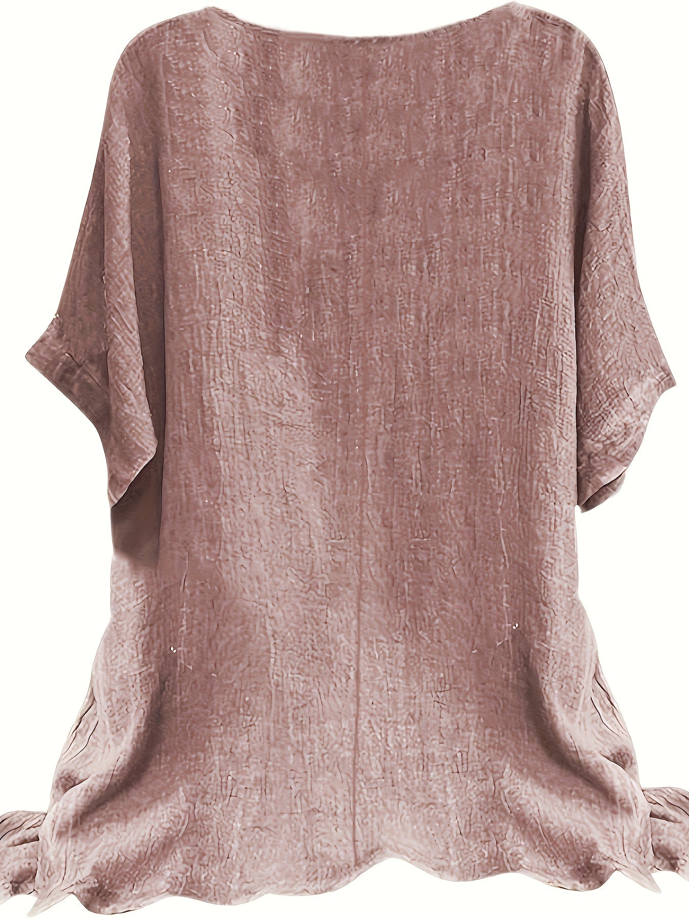Plus Size Casual Short Sleeve T-Shirt - Lightweight Semi-Sheer Round Neck Top, Machine Washable Non-Stretch Fabric for Spring Summer Fall, Versatile Layering Essential