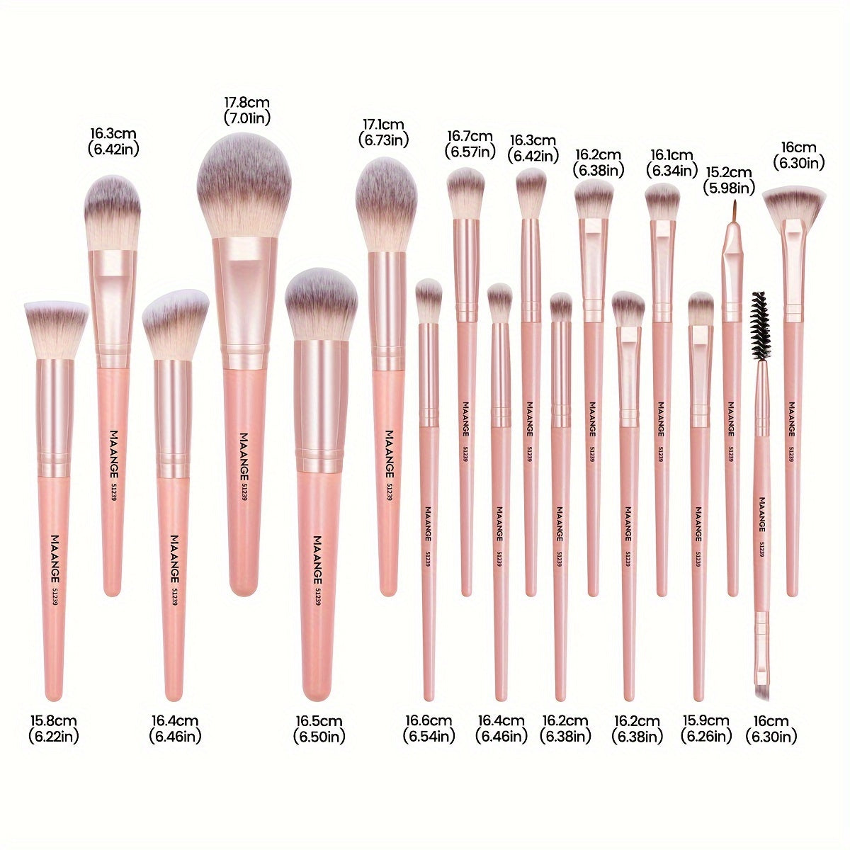 1 Set, MAANGE 18-Piece Makeup Brushes Kit With Makeup Sponge, Powder Puff, Finger Puff, Makeup Removal Puff, Cleaning Pad And Washbag, Portable Full Makeup Tools Set, Travel Size Cosmetic Brush Collection, Ideal Gift For Her