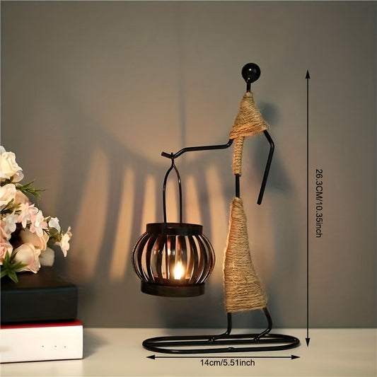 [1pc Lady Character Candle Holder] 1pc Metal Shaped Candle Holder With A Lady Character Design, Christmas Decoration, Christmas Candle Holder