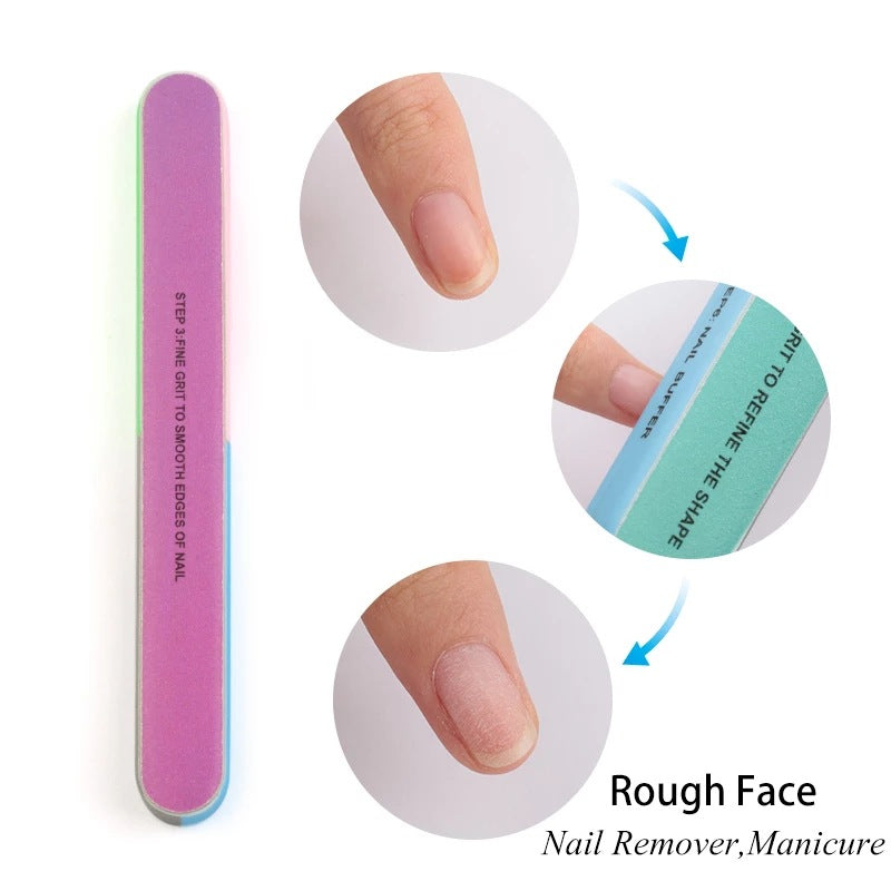 High Quality Multi-Sided Nail File Set with Polished Sponge and Sand Bars for Nail Art and Polish