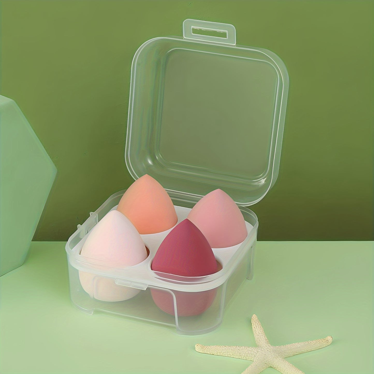 4pcs Premium Makeup Blender Set - Soft & Durable Sponges with Storage Box - Perfect for Foundation & Powder Application - Ergonomic Beauty Tool for Flawless Coverage