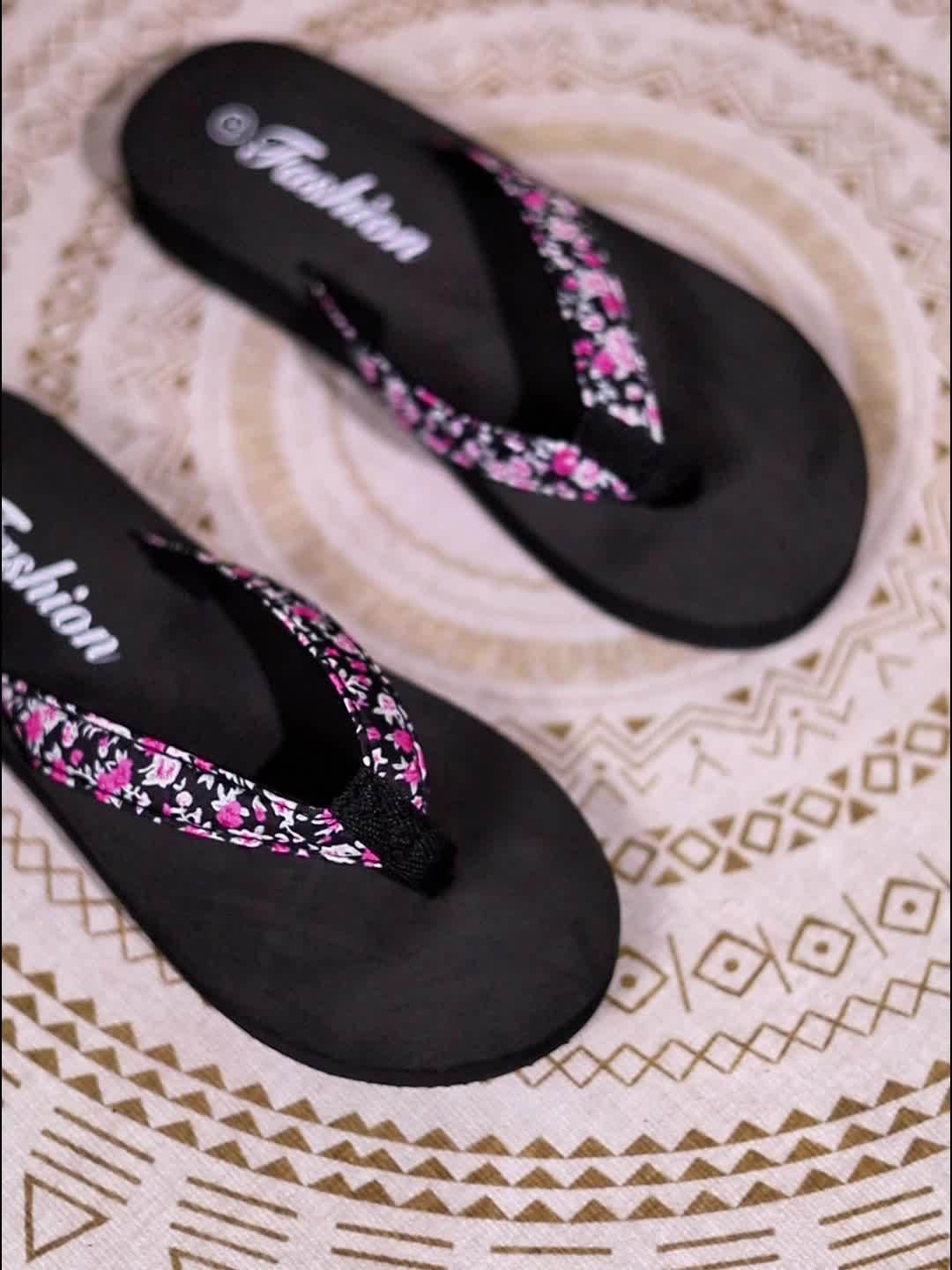 Fashionable Women'S Flip Flops | Summer New Style, Casual, Flower Pattern, Slip-on Closure, Low Platform Heel 2.5CM, Lightweight for Beach Vacation