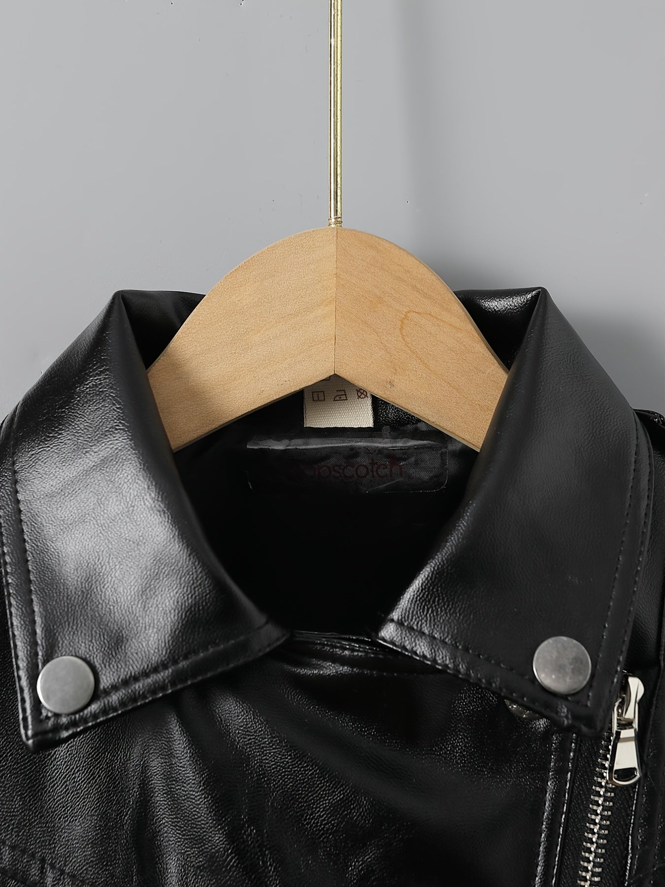 Children's Lapel PU Leather Jacket Zipper Coat Top For Girls And Boys Kids Clothes