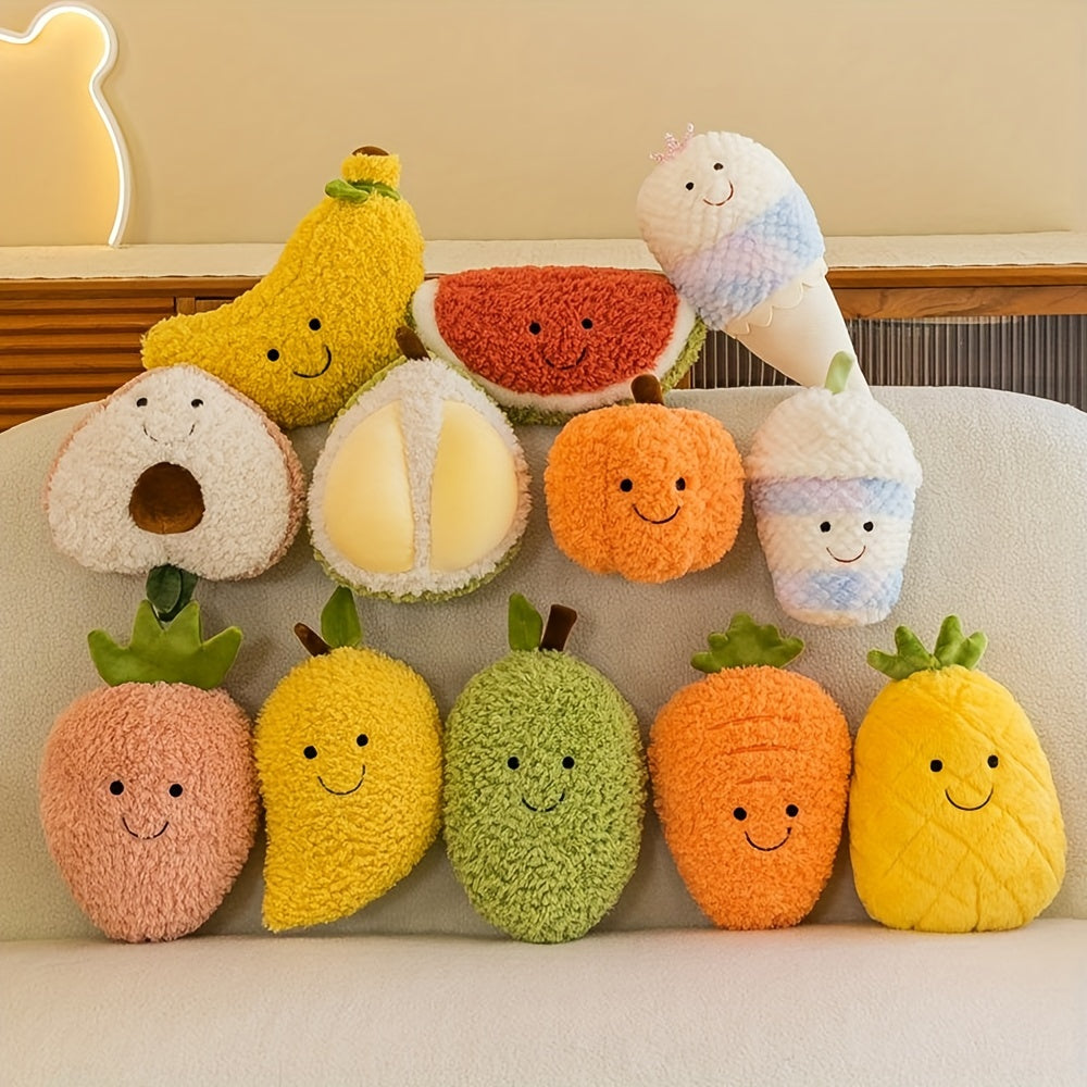 1pc Adorable Fruit Plush Toy - Soft, Realistic, and Cuddly Watermelon, Pineapple, Banana, Strawberry Shapes - Educational Gift, Comfortable Pillow, and Festive Home Decor for Halloween, Thanksgiving, and Christmas