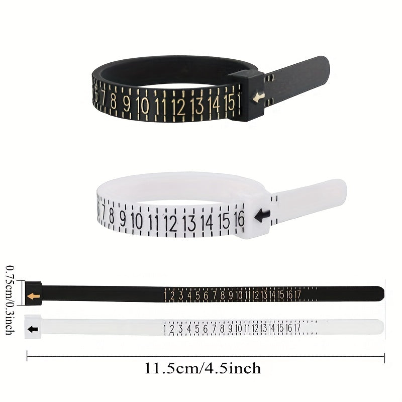 1-17 USA Plastic Ring Sizer Measuring Set Gauge Measure Tool Finger Measurer Jewelry Sizing Tools Reusable Finger Ring Sizer for Women/Men
