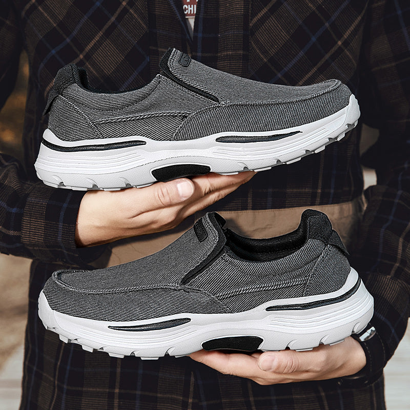 Men's Canvas Breathable Slip On Loafer Shoes Comfortable Walking Sneakers