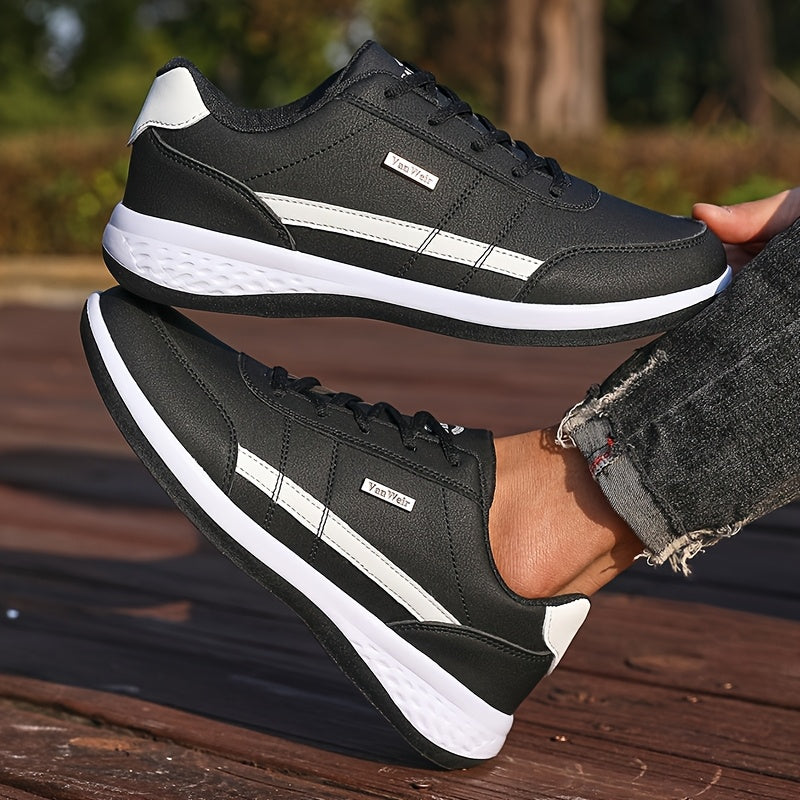VanWeir Lightweight Men'S Shoes | Navy Blue/White, Lace-up sneakers with MD/TPR Sole, Breathable Fabric Lining for Outdoor, Hiking & Casual Wear