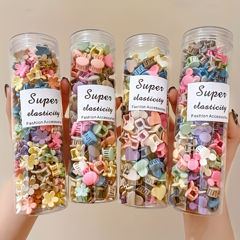 50 Sets Of Mini Hair Clips, Cute Plastic Flower-Shaped Hair Accessories, Pure Color Braids, Suitable for Teenagers, Cute Girls, Accessories