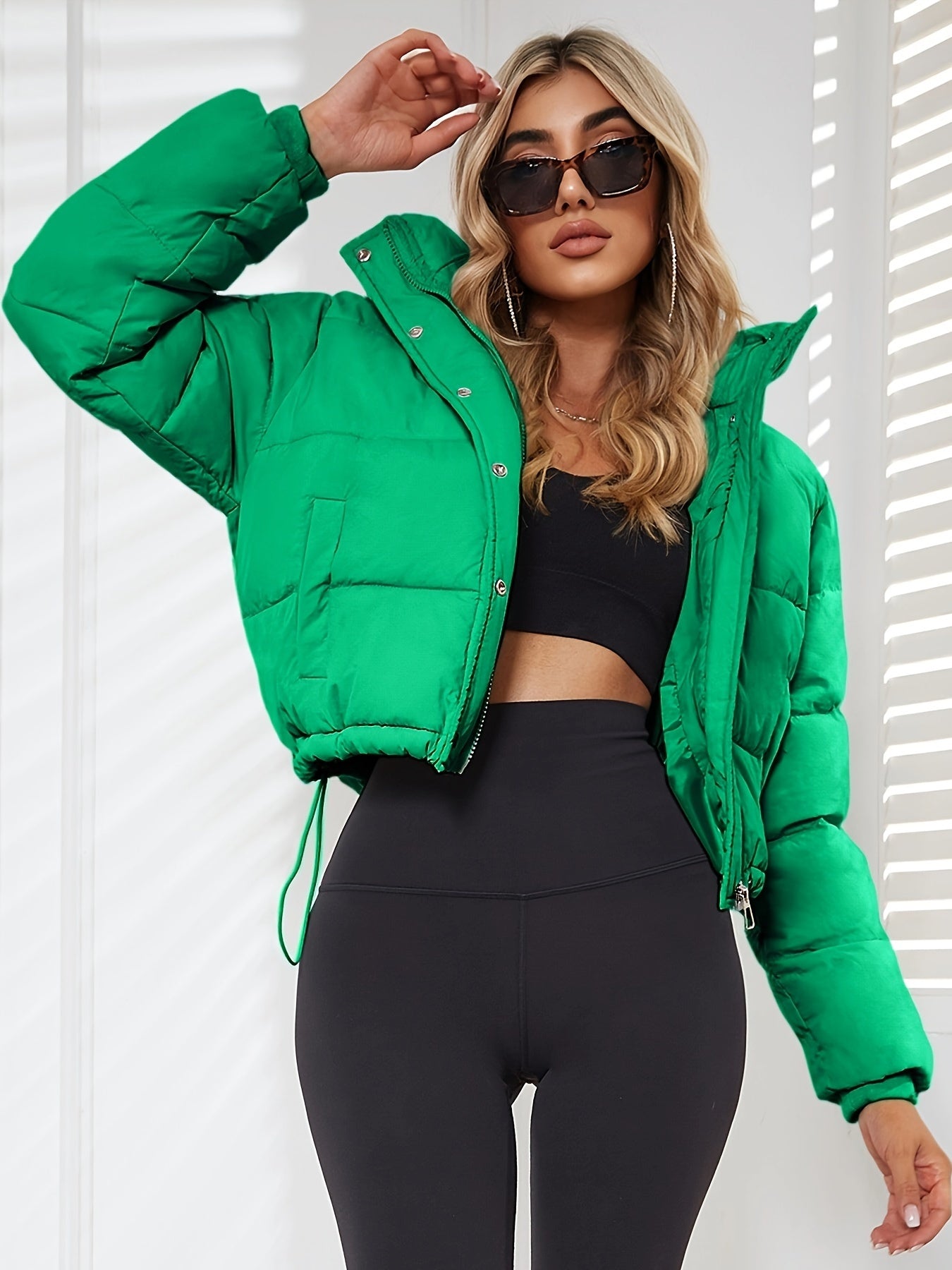 New Women's Jacket Hooded Warm Coat with Drawstring Design, Short Casual Fashion Padded Coat