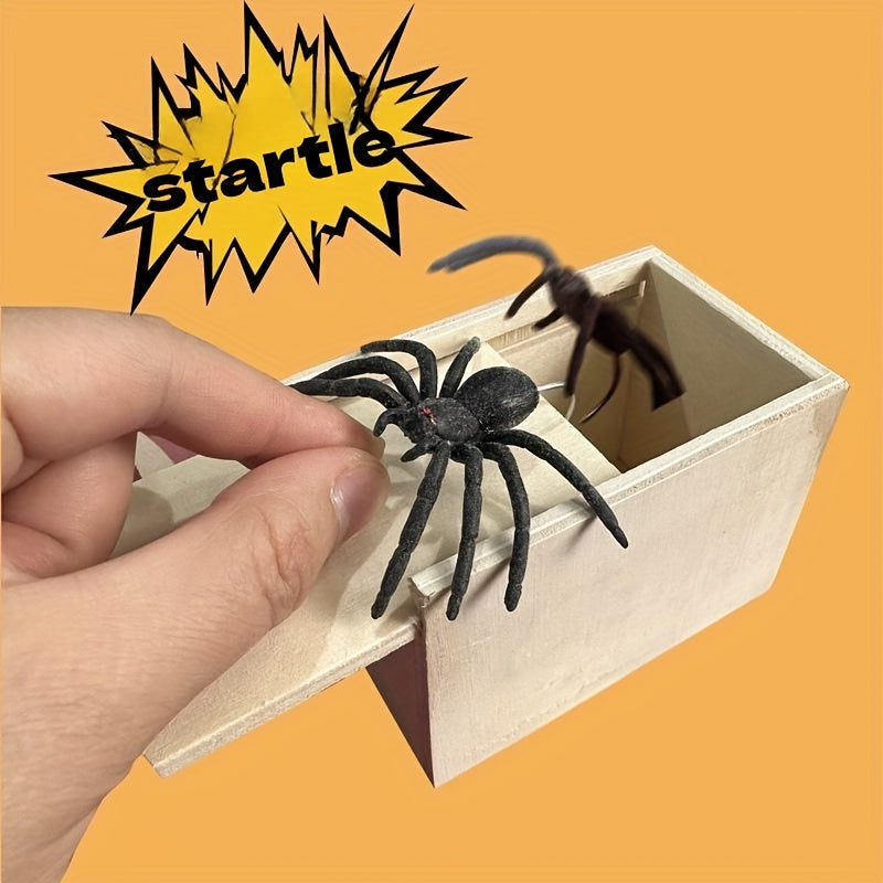 [Surprise Gift] Handmade Wooden Spider Surprise Gift Box | 1pc | Wooden | Swingable, Reusable | Prank Toy | Birthdays, Christmas, April Fools' Day | Fun