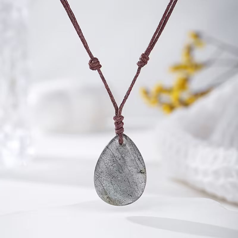 Natural Stone Hand-woven Drop Pendant Necklace