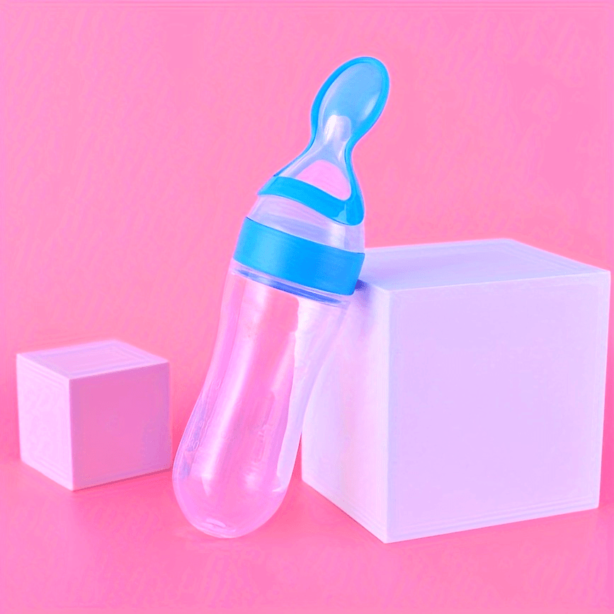 [Silicone Baby Feeder] Silicone Baby Food Feeder, Multifunctional Feeding Bottle with Spoon | Food Dispensing, Food Supplement, and Medicine Processor