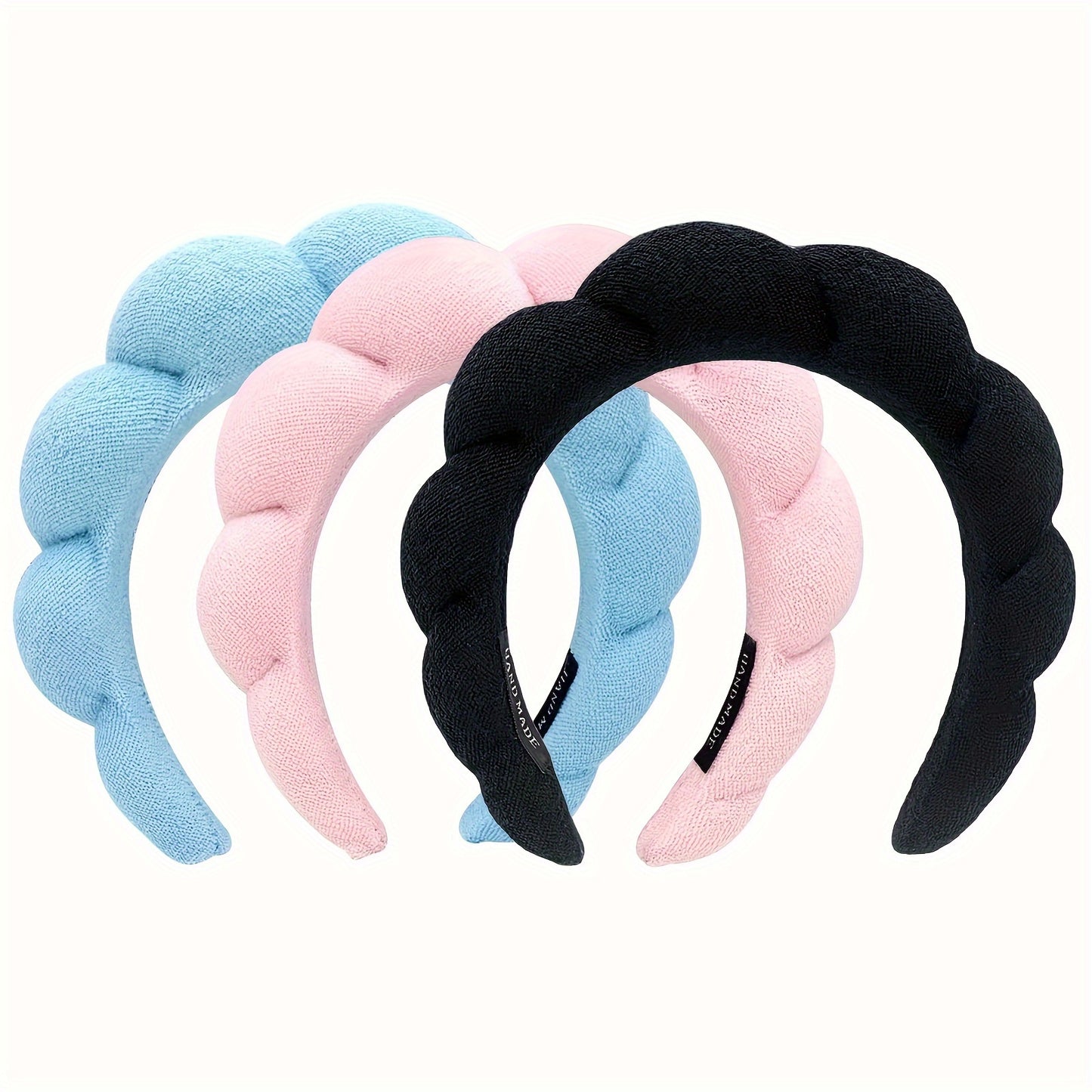 Headband for Women, Sponge Spa Headband for Washing Face, Makeup Headband Skincare Headband Puffy Spa Headband, Terry Towel Cloth Fabric Head Band for Skincare, Makeup Removal