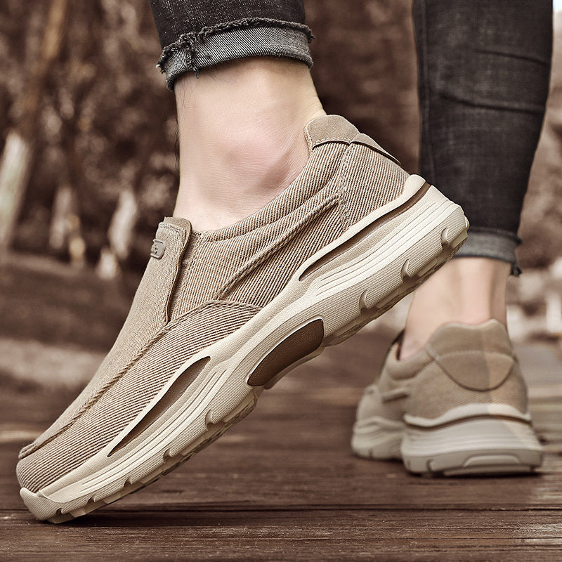 Men's Canvas Breathable Slip On Loafer Shoes Comfortable Walking Sneakers