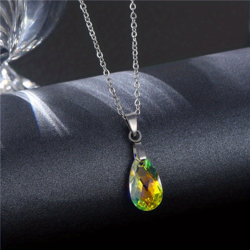 [Fashionable Jewelry] Fashionable Jewelry Set | Colorful Crystal Drop Earrings And a Pendant Necklace