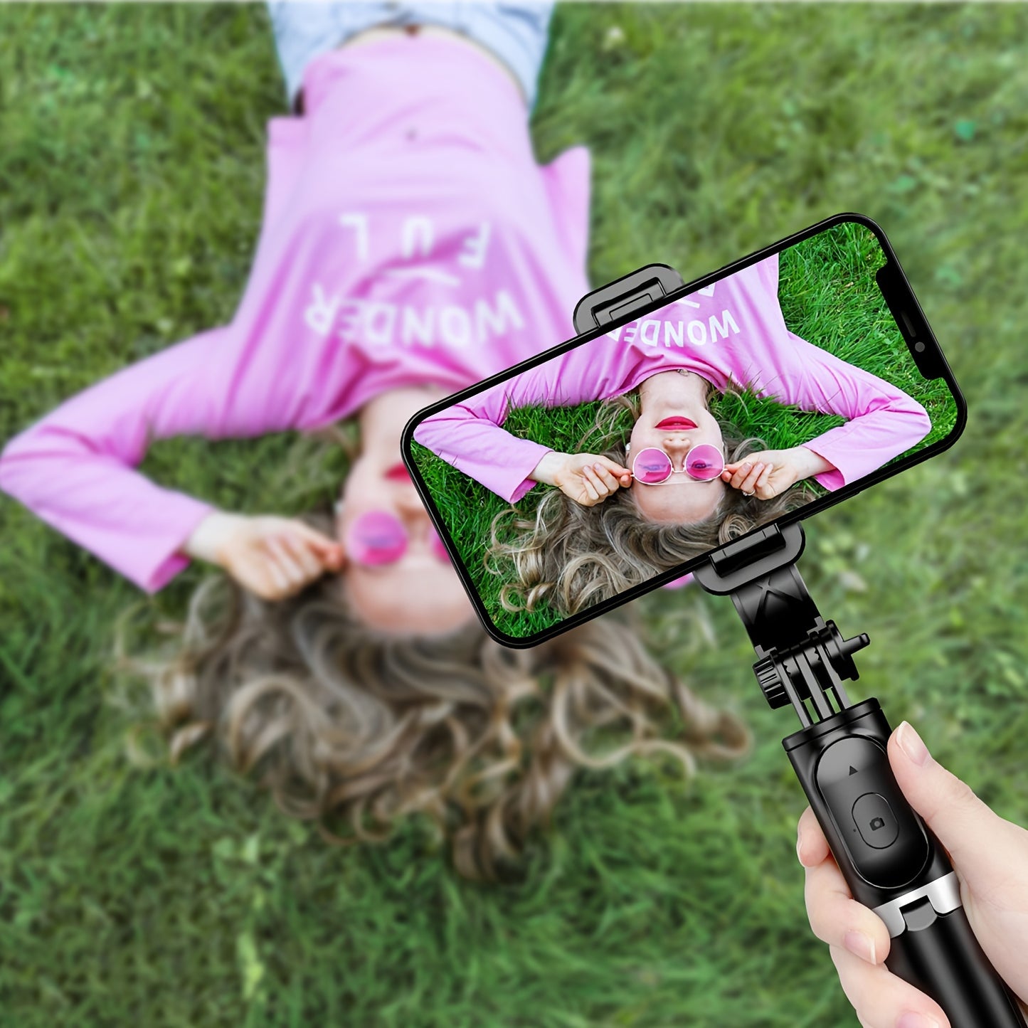 101.6cm Phone Selfie Stick Tripod, Extendable Selfie Stick All-in-One Smartphone Tripod Stand with Wireless Remote 360° Rotation