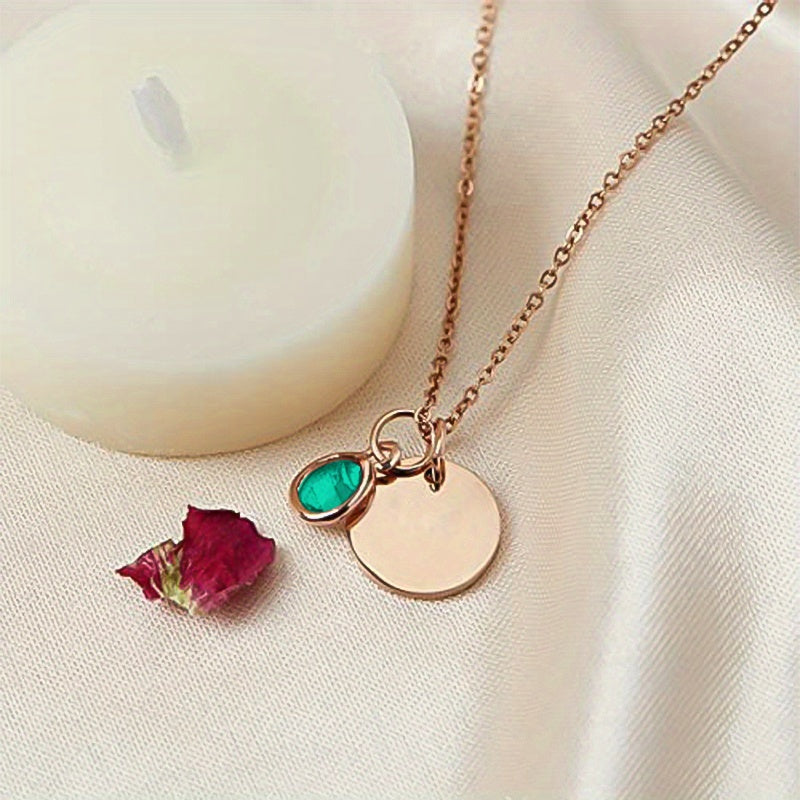 Birth Flower Engraved Necklace - Personalized Name Necklace with Birthstone and Customizable Record Time - Unique Mom Grandma Gift Idea with 12 Varieties of Birth Gemstones