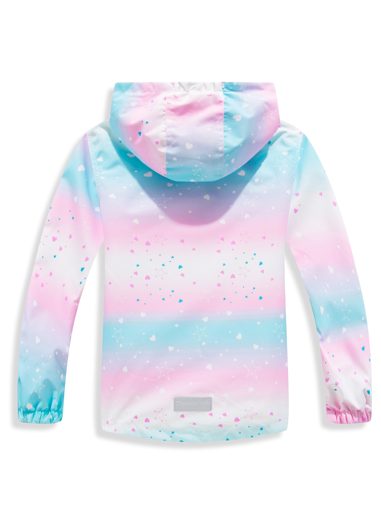 Girls' Gradient Color Hooded Jacket - Lightweight Windproof Winter Coat with Removable Hood, Zipper Closure & Animal Print Design for Casual Outings & Outdoor Play, Hooded Coat, Playful Design