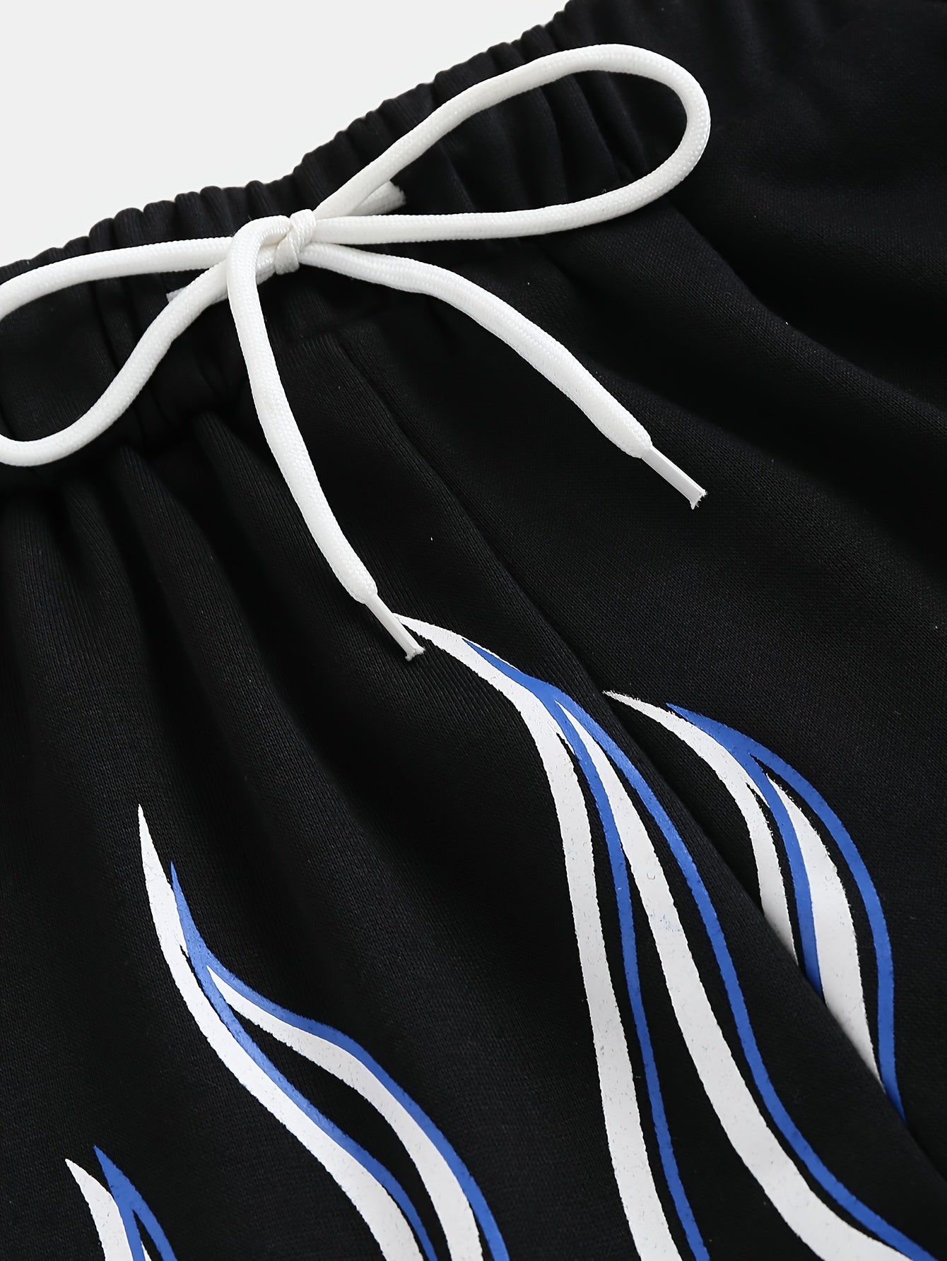 Flame Print Shorts, Drawstring Elastic Waist Casual Shorts For Spring & Summer, Women's Clothing