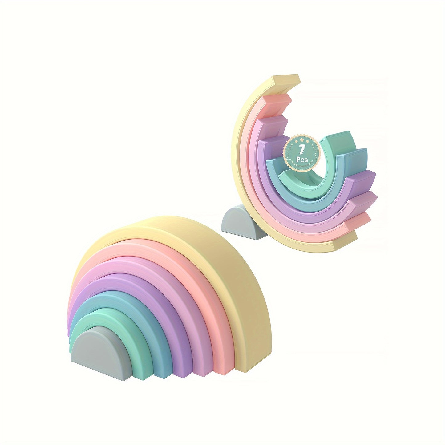Rainbow Stacker Shape Puzzle , 7pcs Rainbow Nesting Puzzle , Educational Sensory Toy , Kids And Toddler Stacking Toy , Building Blocks Baby , Nontoxic Material , Early Learners
