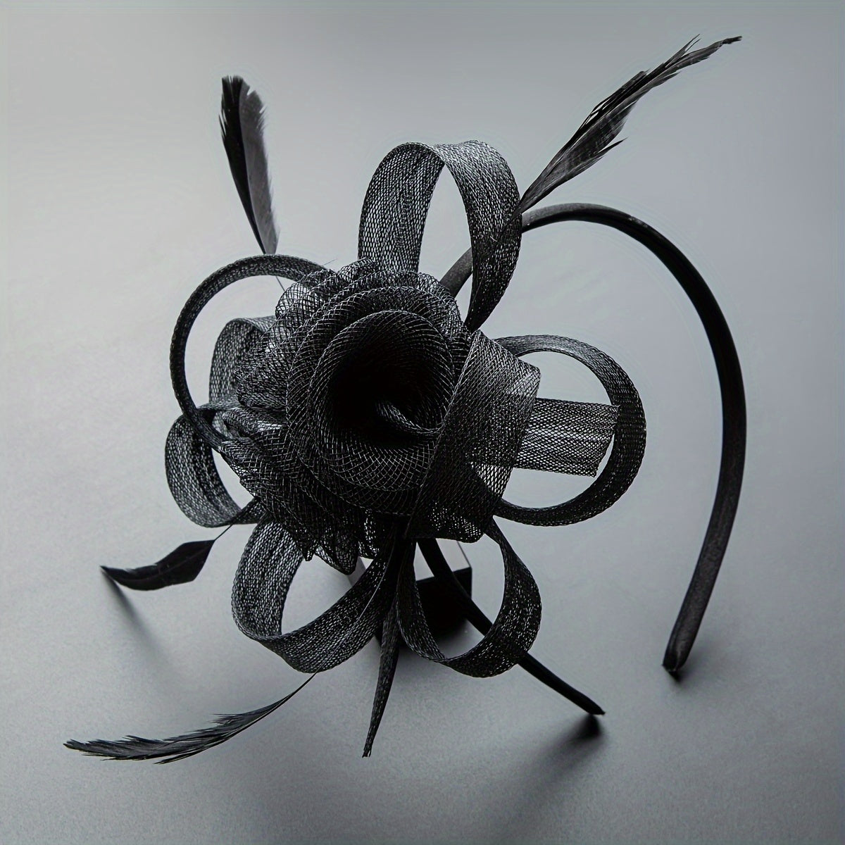 1pc Elegant Women'S Fascinator Headband - Polyester Mesh Flower Veil with Feather Detail for Cosplay, Bridal, Wedding, Tea Party, Church Hat Accessory, Derby Racing - Birthday Gift, Carnival/Mardi Gras/Masquerade