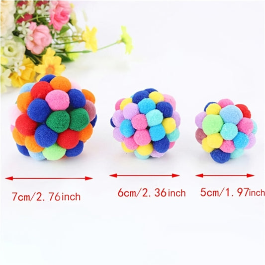 Brighten Up Your Cat's Day with Colorful Pom Pom Balls - High Quality Pet Toy!