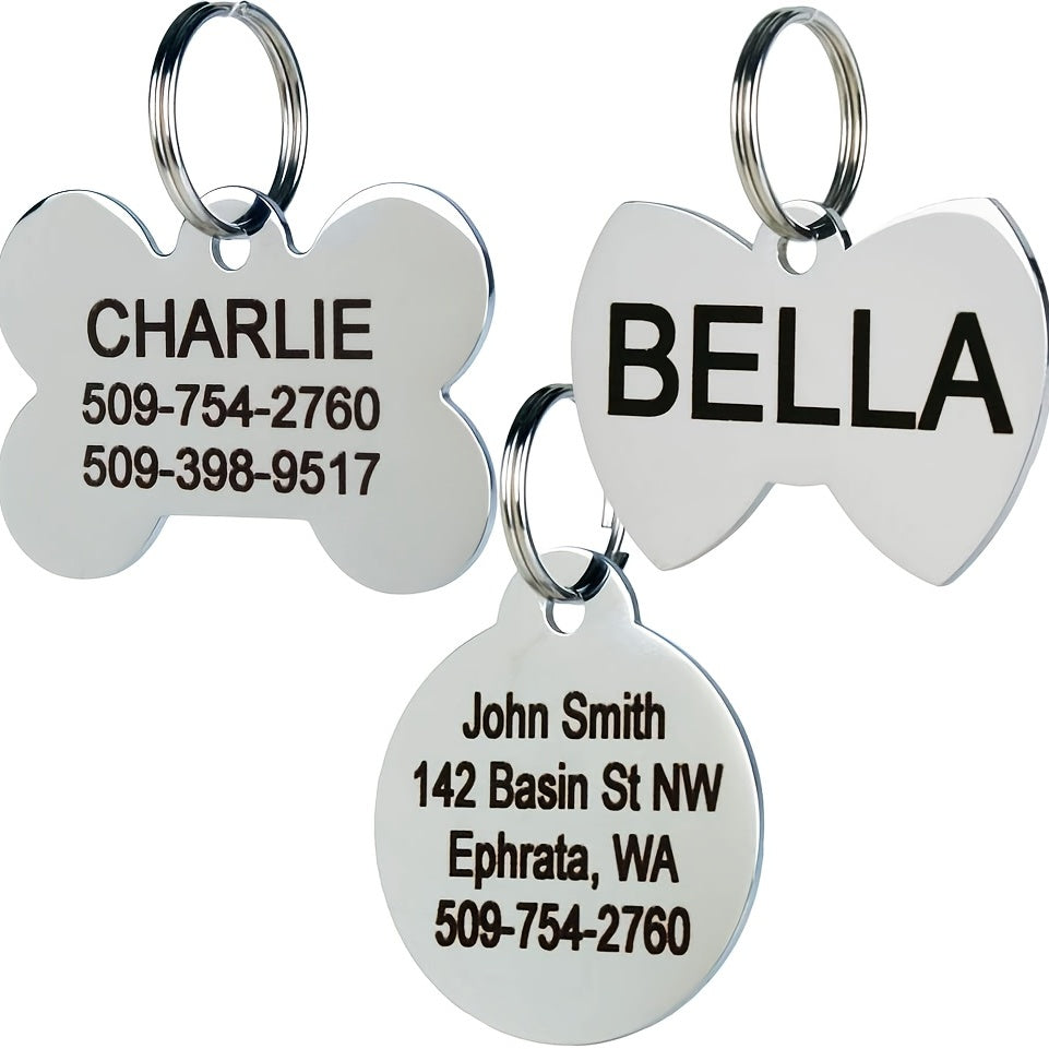 [Fast Arrival] Stylish Personalized Pet ID Tag - Durable Engraved Stainless Steel Slide-On Nameplate with Customizable Text - Long-Lasting, Water-Resistant, and Easy to Attach