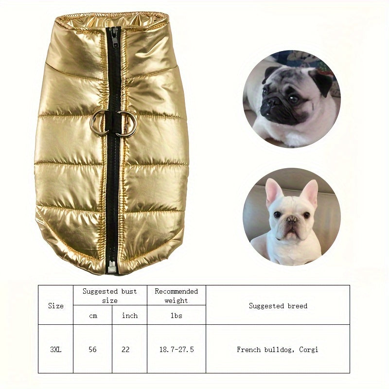 Reflective Waterproof Dog Jacket, Zippered Pet Coat with Belt Loops, 100% Polyester Woven Snow Suit for Small, Mini & Toy Breeds, Random Color