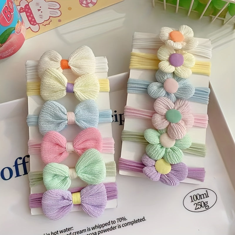 6pcs, Sweet Fresh Simple Candy Colors Hair Ties, Country Style Flower & Bow Hair Ties, Girls Casual Leisure Hair Accessories, Gift Photo Props