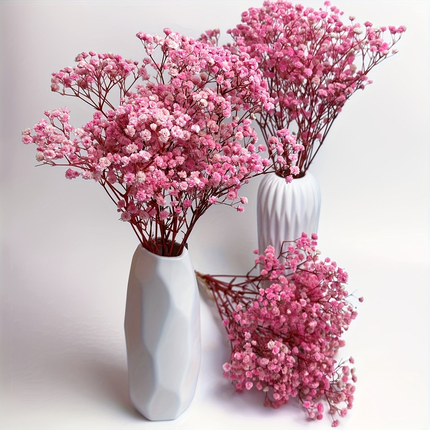 3 Bunches Light Pink Preserved Youngsters's Breath - Long-Lasting Dried Gypsophila for Vase Arrangements, Home Decor, Photo Props & Boho Weddings