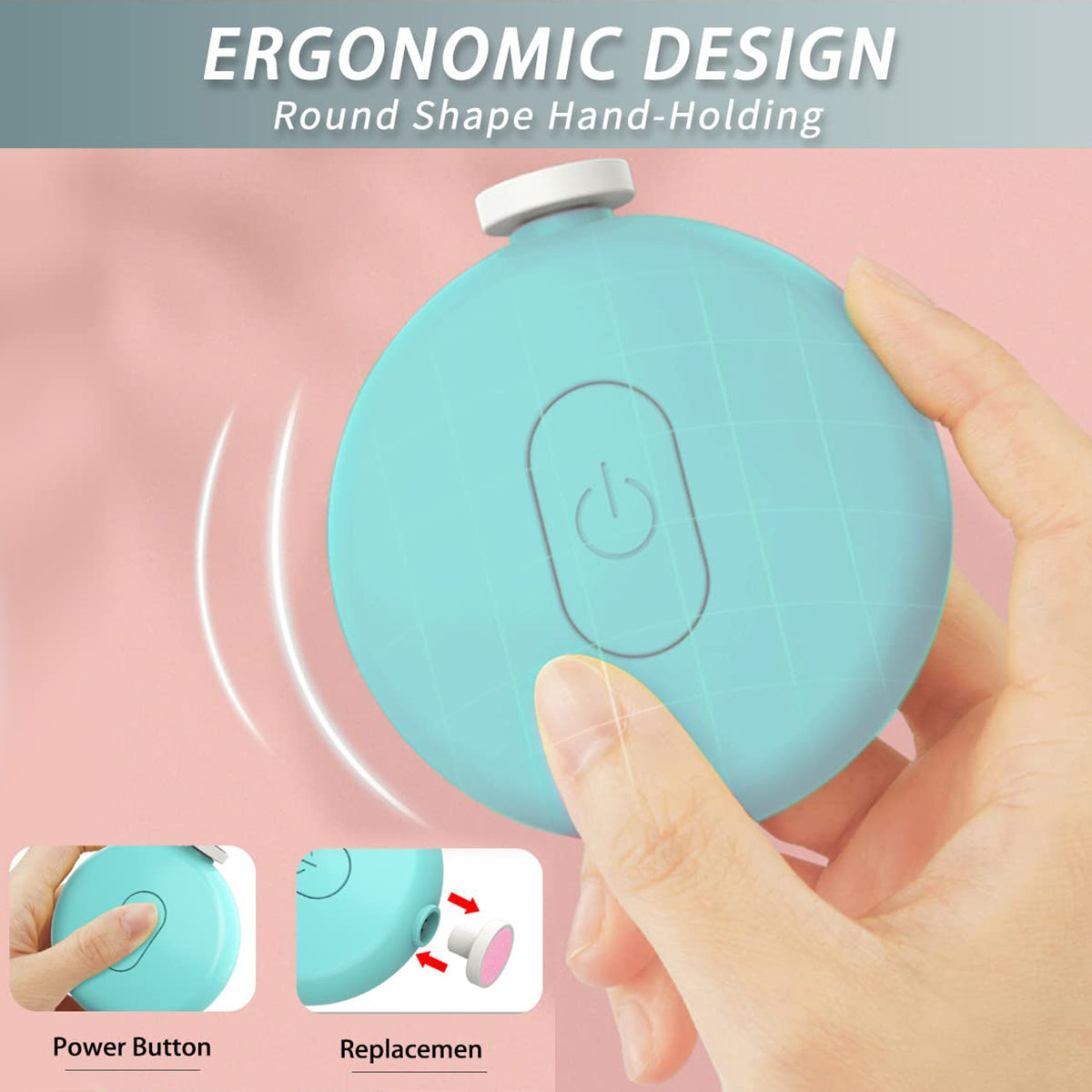 Newborn Safety Electric Nail Trimmer Kit - 6 Replaceable Grinding Heads, Low Noise, Ergonomic Design, Easy to Use for Infants, Children, and Adult Toenails - Perfect for Gentle, Safe, and Precise Nail Care