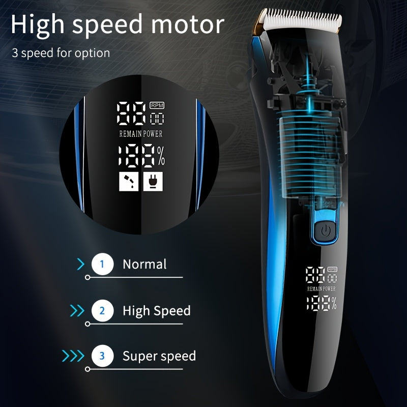 Rechargeable Professional Hair Clippers for Men - Includes LED Display and Grooming Kit - Perfect Father's Day Gift
