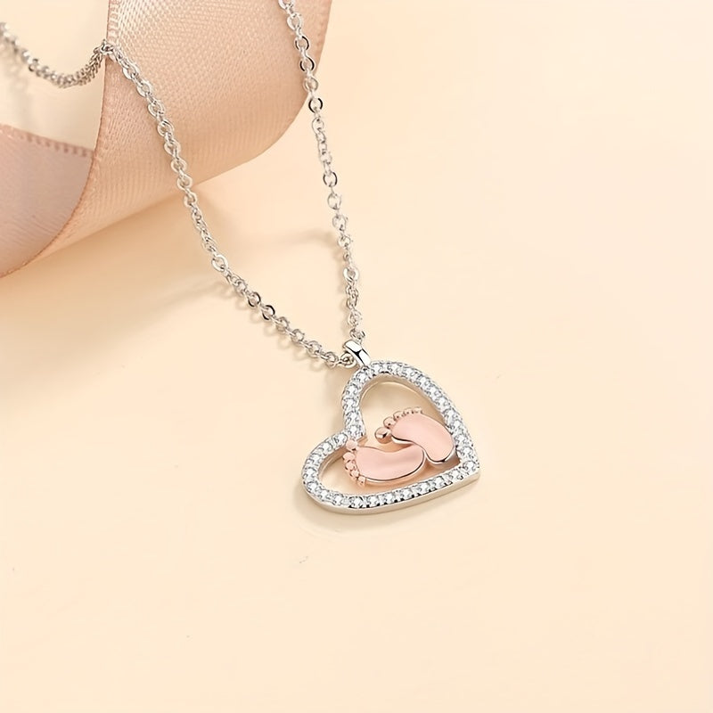 to My Mummy Feet Heart Necklace Pregnancy Gift Mum to Be Feet Shower Gift, Expecting Mum Pregnancy Gift
