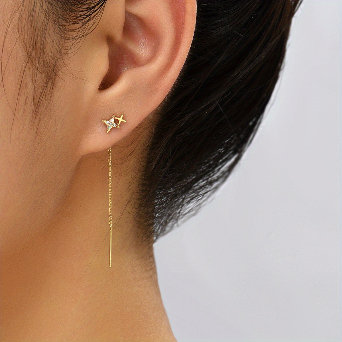 Elegant Drop Earrings Inlaid Shiny Zircon Pendant Minimalist Earrings For Women