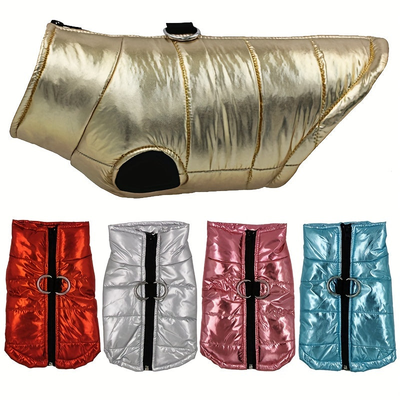 Reflective Waterproof Dog Jacket, Zippered Pet Coat with Belt Loops, 100% Polyester Woven Snow Suit for Small, Mini & Toy Breeds, Random Color