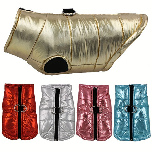 Reflective Waterproof Dog Jacket, Zippered Pet Coat with Belt Loops, 100% Polyester Woven Snow Suit for Small, Mini & Toy Breeds, Random Color