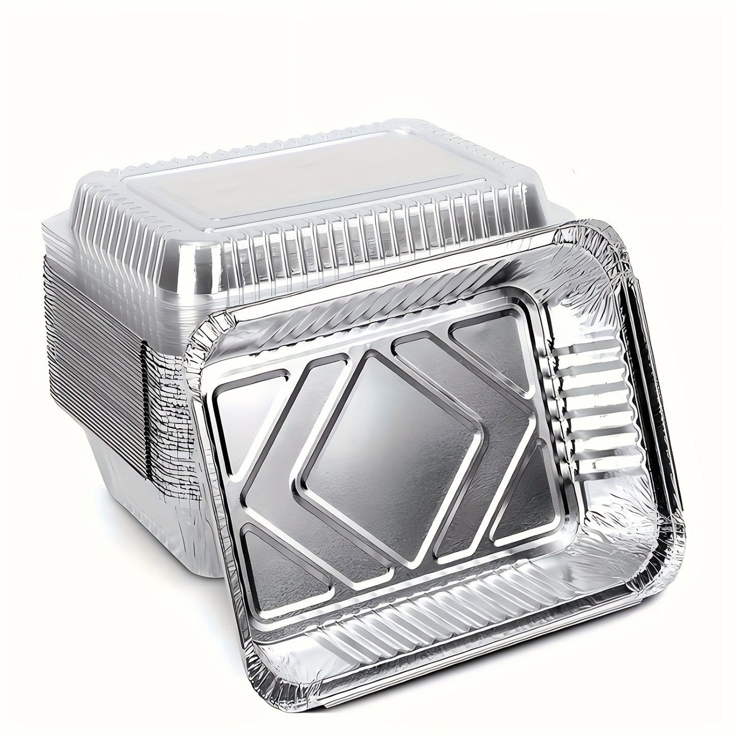 Heavy-Duty Disposable Aluminum Foil Pans with Clear Lids - Airtight, Recyclable Food Storage Containers for Cooking, Baking, Meal Prep, and Takeout - Ideal for Holidays like Christmas and New Year