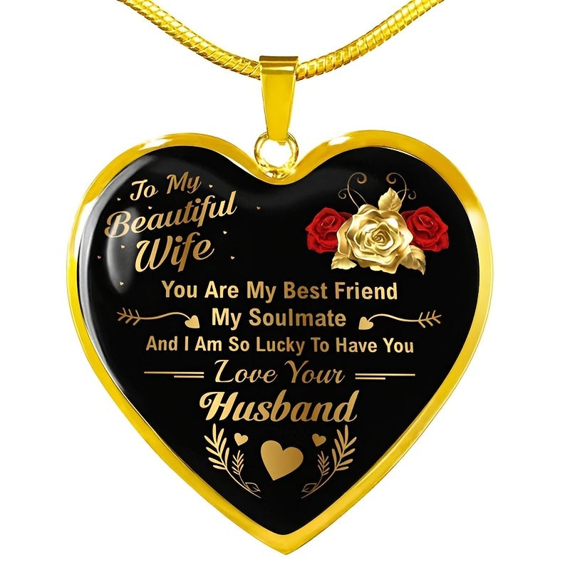to My Wife You Are My Best Friend I Always Love You Heart Pendant Necklace to Wife Anniversary Birthday Gift From Husband